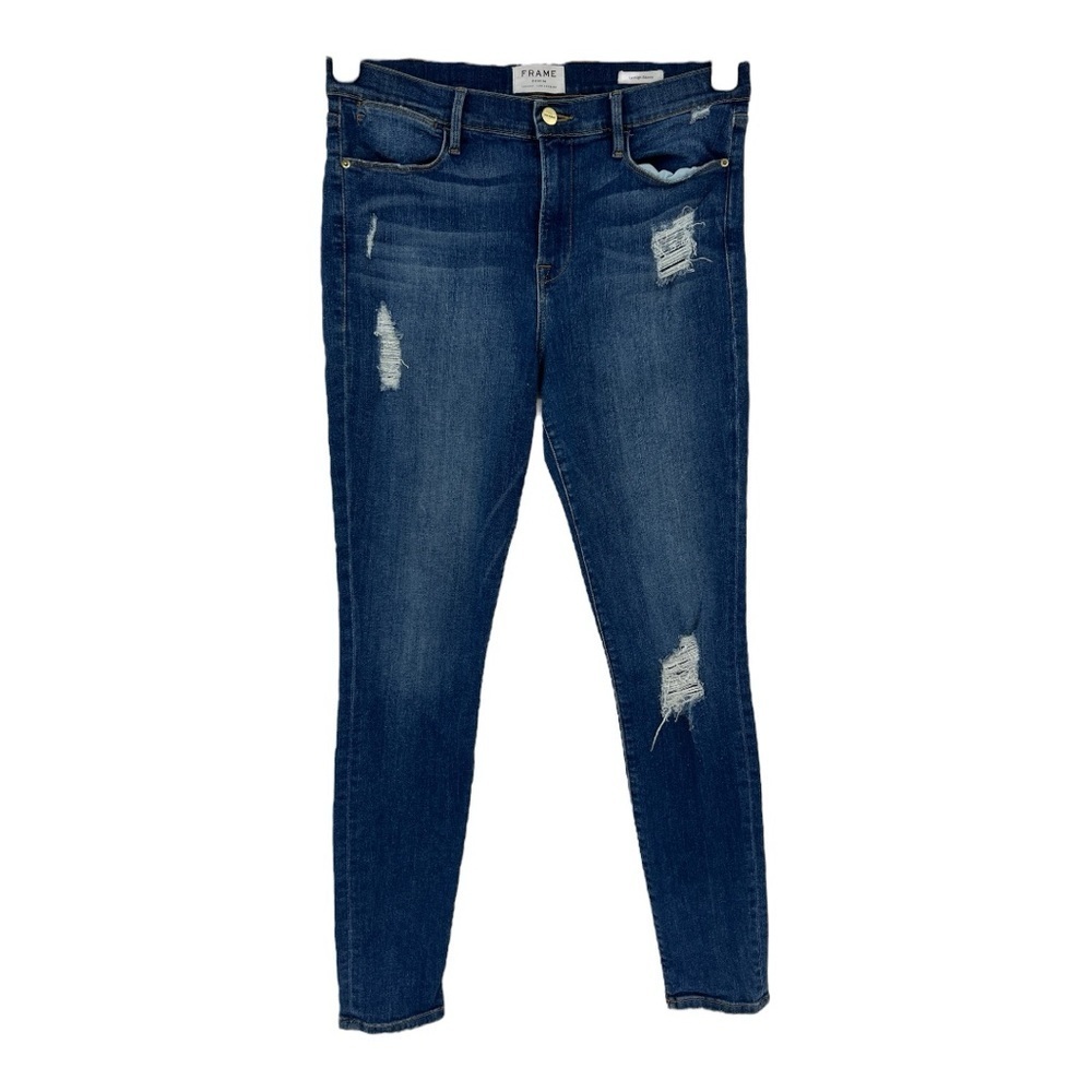 Frame Le High Skinny Crop Jeans Distressed High Rise Stretch Jeans New